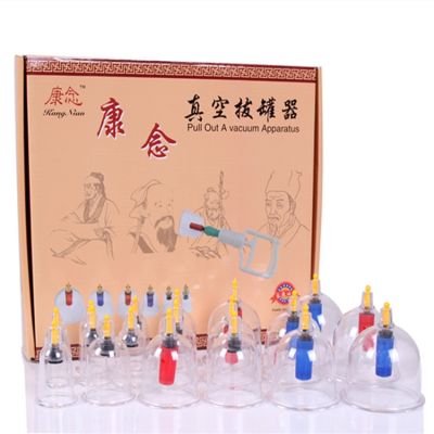 18 cups hijama cups chinese vacuum cupping kit pull out a vacuum apparatus therapy relax massagers curve suction pumps