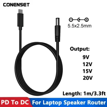 Usb C/type C Pd To 12v 5.5x2.1mm Power Supply Cable For Wifi