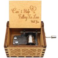 Wooden Music Box Wood Cant Help But Fall in Love Music Box Hand-Cranked Musica Theme Birthday Gift