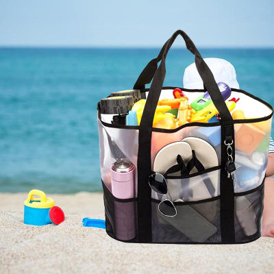 Multi-compartment Swim Bag Water-resistant Storage Tote Swimming Accessory Bag Beach Tote Bag Mesh Pool Bag