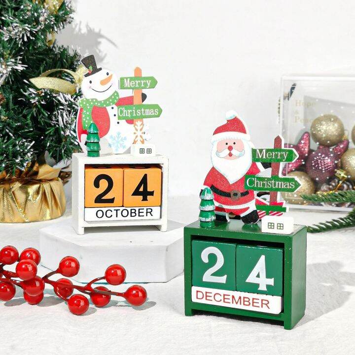 Kerst Houten Kalender Ornament Countdown Santa Claus Sneeuwpop Diy Voor