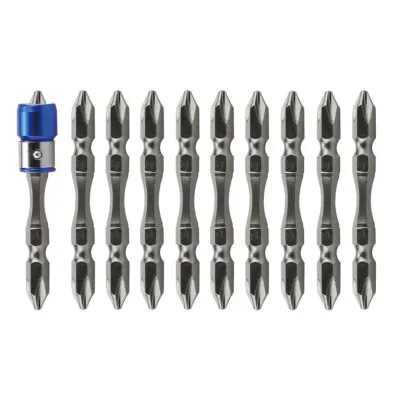 10pcs PH2 Electric Cross Screwdriver Bit Set Double Head With 1 Magnetic Ring Cross High Hardness Hand Drill Bit Hand Tool Screw Nut Drivers