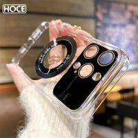 เคสสว่างพีซีแข็งลายโลโก้ HOCE สุดหรูสำหรับ iPhone 14 13 12 11 Pro Max 14 Plus MagSafe พร้อมฝาครอบหลังกระจกเลนส์กล้องถ่ายรูป