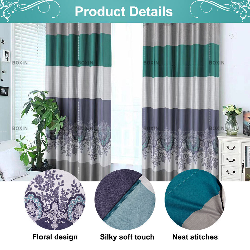 HOOK/Ring Type 3D Langsir Semi Blackout Printed Fabric Curtains Simple Shading Living Room Bedroom Balcony Curtains