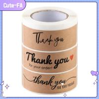 CUTE-FA 120PCS/Roll 3x1 นิ้ว ปิดผนึกซองจดหมาย เครื่องเขียน ขอบคุณสำหรับการสั่งซื้อสติ๊กเกอร์ ป้ายแฮนด์เมด ธุรกิจ สติ๊กเกอร์กระดาษคราฟท์