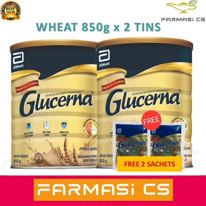 Clearance Abbott Glucerna Wheat Flavour 850g x 2 Tins EXP12/2023 Free