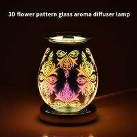 3D Effect Light Flower Glass Scented Oil Burner Wax Melt Warmer Fragrance Candle Aroma Decorative Lamp EUUKUS Plug