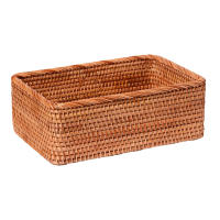 Simple Storage Basket Rattan Woven Knitted Kitchen Bread Fruit Tray Living Room Picnic Rectangular Snacks Home Desktop Organizer