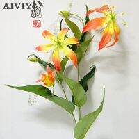 【cw】 Foreign trade excellent 5 Headslily branch Artificial flowers flores Weddingdecoration silk fake flower 【hot】