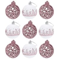 9pcs Christmas Balls Xmas Tree Hanging Pendants Shiny Christmas Tree Ball Drop Ornament Home DIY Decor Accessories