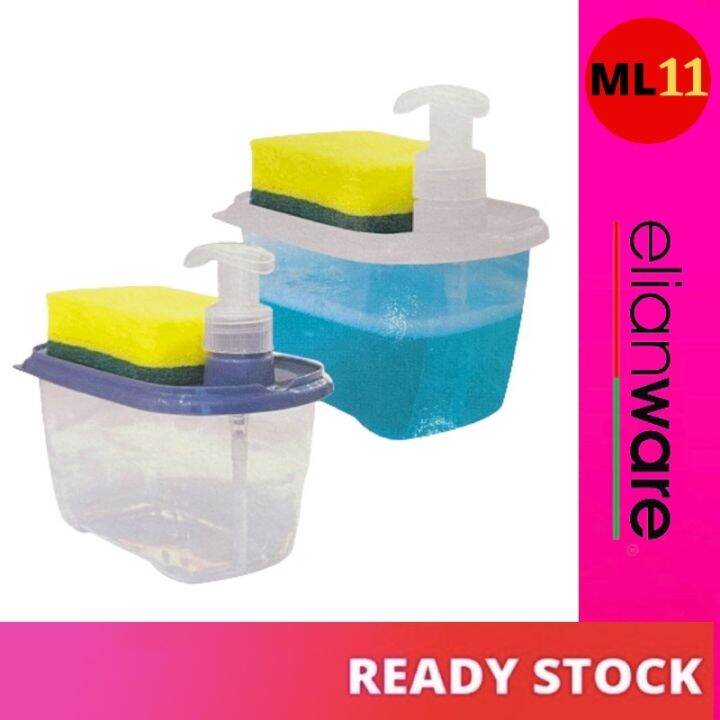 ﺴ ELIANWARE Soap Dispenser box with Sponge 2 in 1 Kitchen Dishwasher