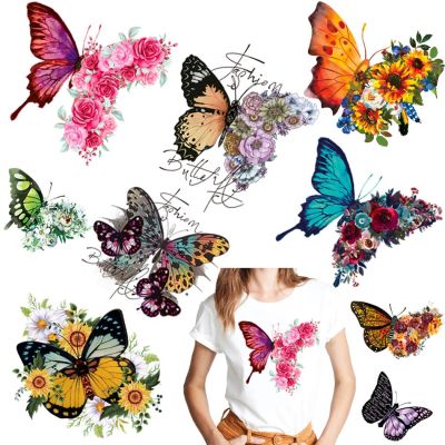 Colorful Butterfly Iron On Transfer For Clothing DIY Washable Heat Sticker On T-shirt Beautiful Design Patch On Clothes Applique Spine Supporters
