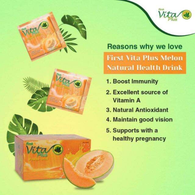 First Vita Plus Melon Flavor Natural Health Drink (20 sachets) Lazada PH