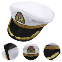 Boomss Captain Hat Hat Embroidery เครื่องแต่งกายหมวกหมวกหมวกสำหรับเด็กนาวีนาวิกโยธินกัปตันคอสเพลย์หมวกหมวกหมวก