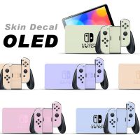 Nintendo Switch OLED Skin Decal Vinyl Wrap Cream Pink Purple Blue Stickers Cover Funda Accessories For OLED Controller Joy-Con Controllers