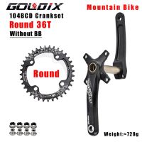 จานหน้ารถจักรยาน GOLDIX 104BCD อะลูมินัมอัลลอยขาจานจักรยาน MTB ด้านล่าง170มม. ข้อเหวี่ยงสีดำ32T 34T 36T 38T