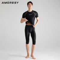 AMORESY Uranus Series Short-Sleeved T-Shirt Mens Elastic Glossy Fitness Tight Quick-Drying Running Compression Clothing