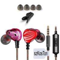 【The-Best】 Faraz Product หูฟังเครื่องเสียงเบส HIFI 3.5Mm ไดรเวอร์คู่หูฟังแบบ In-ear หูฟังเอียร์บัดแบบมีไมโครโฟนหูฟังออกกำลังสำหรับ