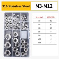 125/52PCS 316/304/201 Stainless Steel Hexagon Flange Nuts M3 M4 M5 M6 M8 M10 M12 Pinking Automatic Locking Nut Serrated Spinlock