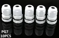 ▽✎ 10pcs High Quality IP68 PG7 3-6.5MM Waterproof Nylon Cable Gland No Waterproof Gasket Plastic Cable Gland WHITE