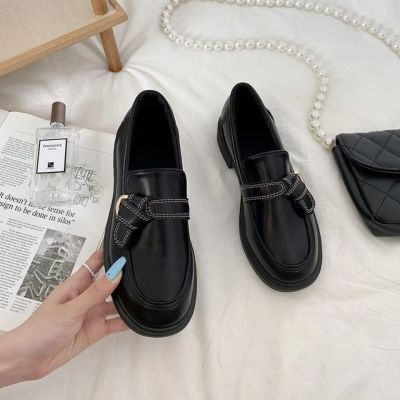○✇❡ Spring and Autumn New Small Leather Shoes Womens Summer British Style Small Black Peas Soft Sole Thin Professional Comfort Work Shoes