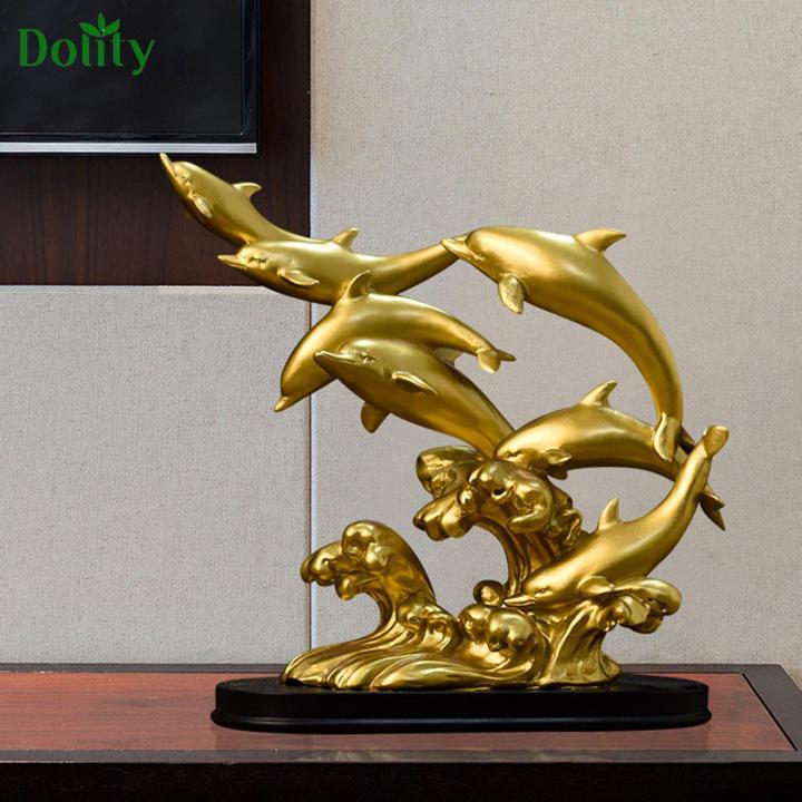 Dolity Dolphins Statue Gift Figurine Sculpture for Bedroom Cabinet ...