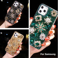 เคสประดับมุกลายดอกไม้อัญมณีเพชรวิเชียรไรน์สโตนสำหรับ S22 S23 Samsung กาแล็คซี่ + S20 S21 S10 S21FE พิเศษ Note 20 Ultra 10 Plus A20 A30 A50เคส A52กากเพชรกรอบนิ่ม