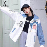 YIPINYOUYOU丨Thin Patchwork Hoodie Cartoon Classic Blazers เสื้อฮู้ดบางของวัยรุ่น