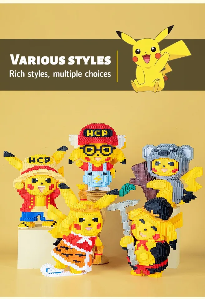 Pokémon Pikachu Mini Edifício Blocos De Diamante, Figuras Modelo