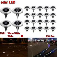 Solar Garden Light 8LED โคมไฟตกแต่งสนามหญ้า ฝังพื้นโซล่าเซลล์พลังงานแสงอาทิตย์ มี2สี（เหลือง-ขาว) - 24 ต้น