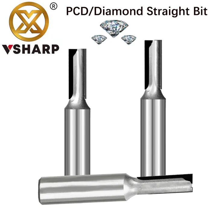 Vsharp PCD straight bit Diamond milling cutter doubleedged straight