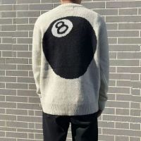 COD D7YB Stussy black eight round neck sweater High Street tide vibe loose mohair lazy vtg mens and womens knitwear Bieber