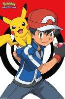 โปสเตอร์ติดผนังพรีเมี่ยม Pokémon-Ash และ Pikachu