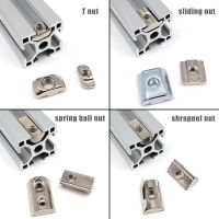 20X M3 M4 M5 M6 M8 M10 T Shape Block Sliding Nut Drop In Spring Ball Shrapnel for 20 30 40 45 Series Aluminum Profile Rail Track Hand Tool Parts Acces