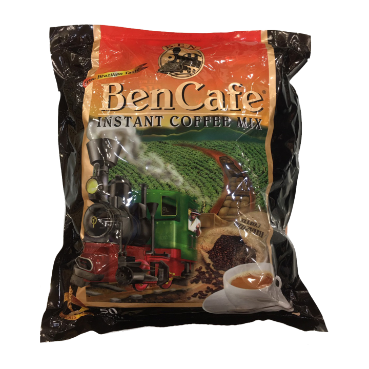Ben Cafe Instant Coffee Mix กาแฟ เบนคาเฟ่ (กาแฟหัวรถไฟ) ขนาด 1 ถุงใหญ่ 50 ซองเล็ก สินค้านำเข้า