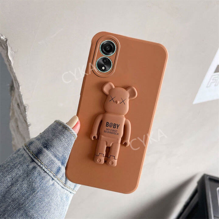 เคสโทรศัพท์มือถือ-oppo-a78-nfc-4g-5g-เคสพร้อมแป้นยึดเท้าหมีสำหรับ-oppoa78-4g-แฟชั่นป้องกันเลนส์กล้องผิวสัมผัสนุ่มเคส-oppo-a78-5g