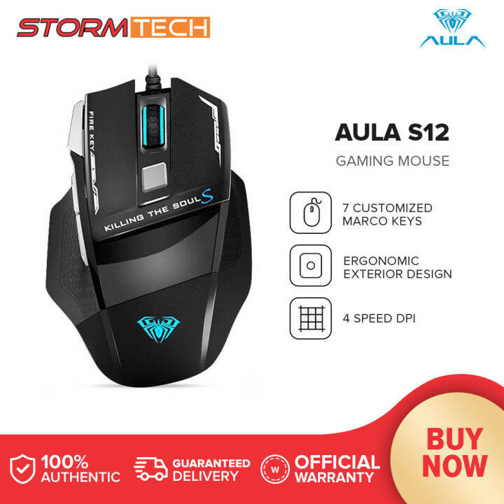 AULA S12 Gaming Mouse up to 4800 DPI with 7 Customized Marco Keys