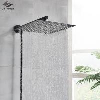 Gold/Black/Chrome Bathroom Top Rainfall Shower Head 10/12" Shower Sprayer W/ Shower Arm Shower Hose Wall Mount Stainless Steel Showerheads