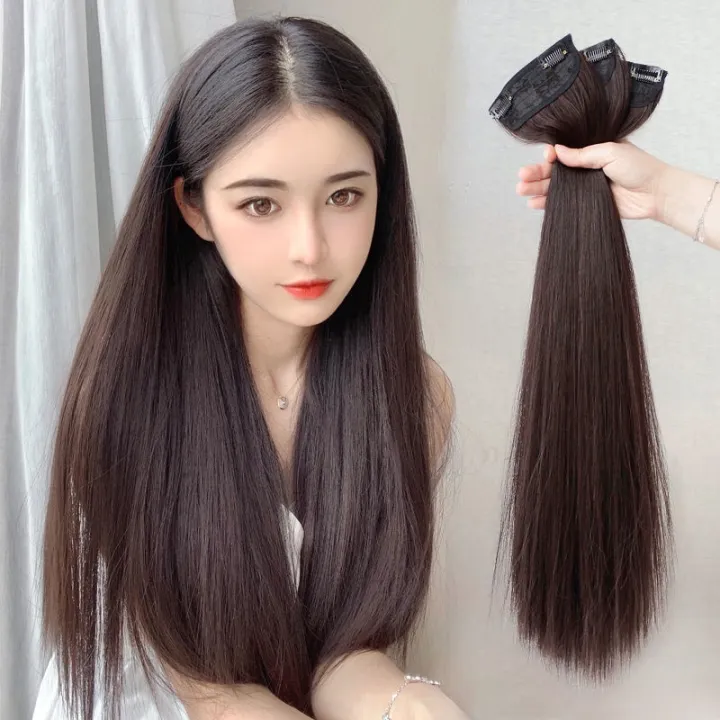 Wig Hair Extensions Human Hair Clip Female Long Hair Seamless Straight Hair  Extension Invisible Wig | Lazada PH