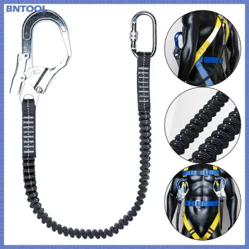 Elastic Buffer Sling Belt Safety Rope Protective Double Hook Anti Fall  Survival