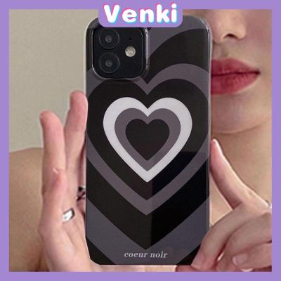 VENKI - Case For iPhone 14 Pro Max Soft TPU Candy Case Love Circle Glossy Black Back Cover Camera Protection Shockproof For iPhone 13 12 11 Pro Max 7 8 Plus X XR