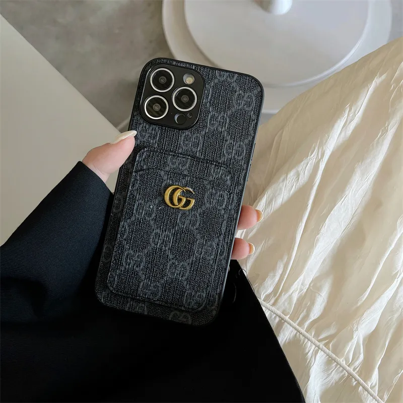 High-end Business Dual-card Mobile Phone Case for IPhone 11 12 13 14 Pro  Max Fashion Phone Case for IPhone 7 8 Plus SE 3 XR Xs Max Gold LV Sign Back  Cover