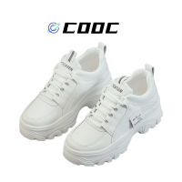 COOC?จัดส่งจากไทย?รองเท้าผ้าใบ สี ขาว ผู้หญิง รองเท้าผ้าใบส้นสูง ขนาด 35-40 เสริมส้น 5 ซม