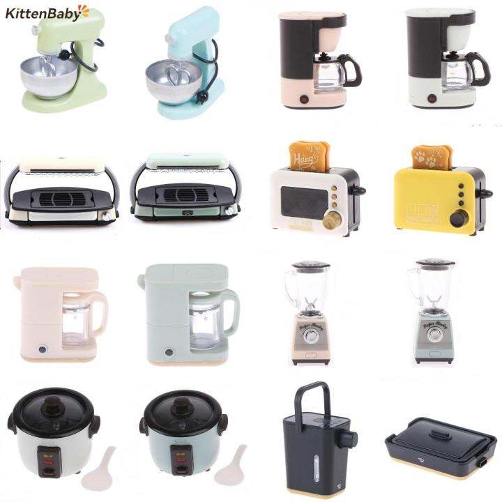 เครื่องเครื่องชงกาแฟขนมปังหม้อหุงข้าว1ชิ้น1-12บ้านตุ๊กตาจิ๋วเครื่องคั่วเนื้อจำลองเครื่องใช้ในครัวของเล่น