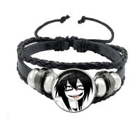 Fashion Accessory Gift For Kids Hot Creepypasta CREEPY PASTA TICCI TOBY Bracelet Glass Leather Bangle JEFF THE KILLER