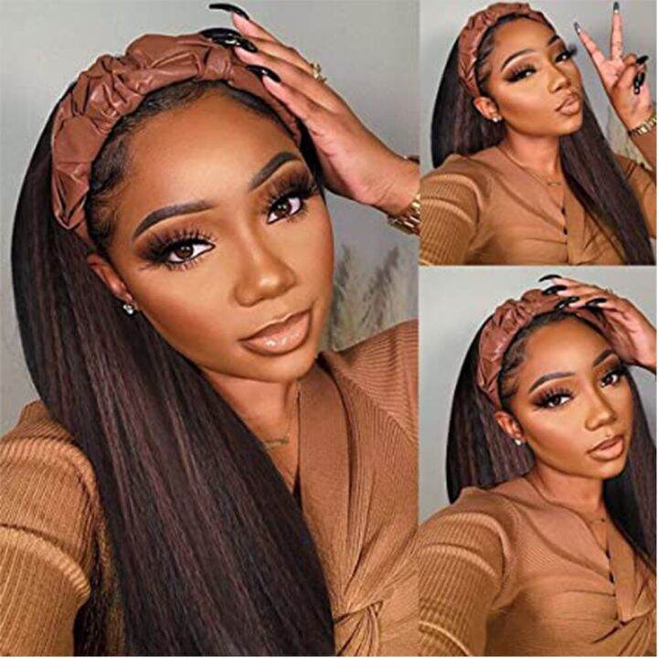 synthetic-long-kinkly-straight-headband-wigs-black-brown-yaki-straight-hair-afro-style-for-black-women-party-drag-daily