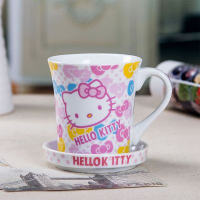 [HOT QIKXGSGHWHG 537] Sanrio H Ello K Itty น่ารักการ์ตูน Kawaii แก้วเซรามิกสร้างสรรค์แบบพกพา Drinkware ชาอาหารเช้านมถ้วยน้ำสำหรับโฮมออฟฟิศของขวัญ