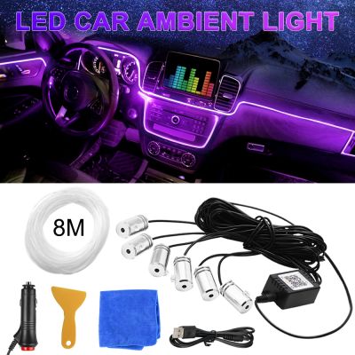 【CC】 4/5/6 In 1 Car Interior Atmosphere Lamp 5M/6M/8M Optic Strip Ambient USB