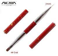 ANGNYA Two Use Brush UV Gel Brush 4# Oval and 7mm Skinny Nail Art Liner Painting Flower Pen Red Metal Hand Design Manicure Tool Artist Brushes Tools