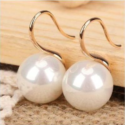 [MM75] ประณีตเรียบง่าย Big Clear Pearl ต่างหูรอบสีขาวจำลอง Pearl ต่างหูเครื่องประดับต่างหูคลาสสิกสำหรับผู้หญิง Elegant Gifts